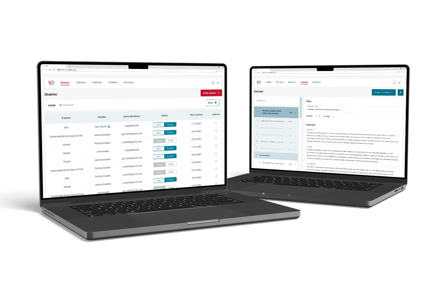 Interfaz de la plataforma de WDGroup